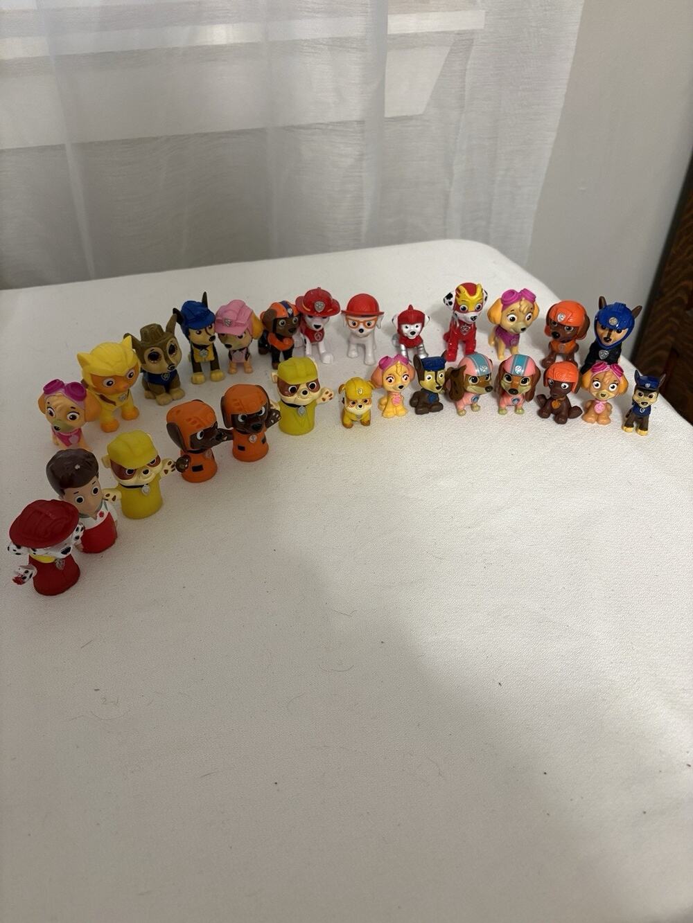 Lot 20 Mini Paw Patrol Character Figures 7 Finger Puppets Marshal Rubble Skye